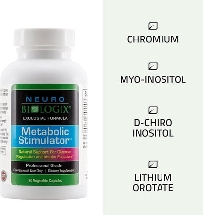 Neuro biologix Metabolic Stimulator Chromium Picolinate Supplements for Weight Control & Hormonal Balance for Men & Women, Contains Chromium, Myo-Inositol, D-Chiro Inositol, & Lithium, 90 Capsules