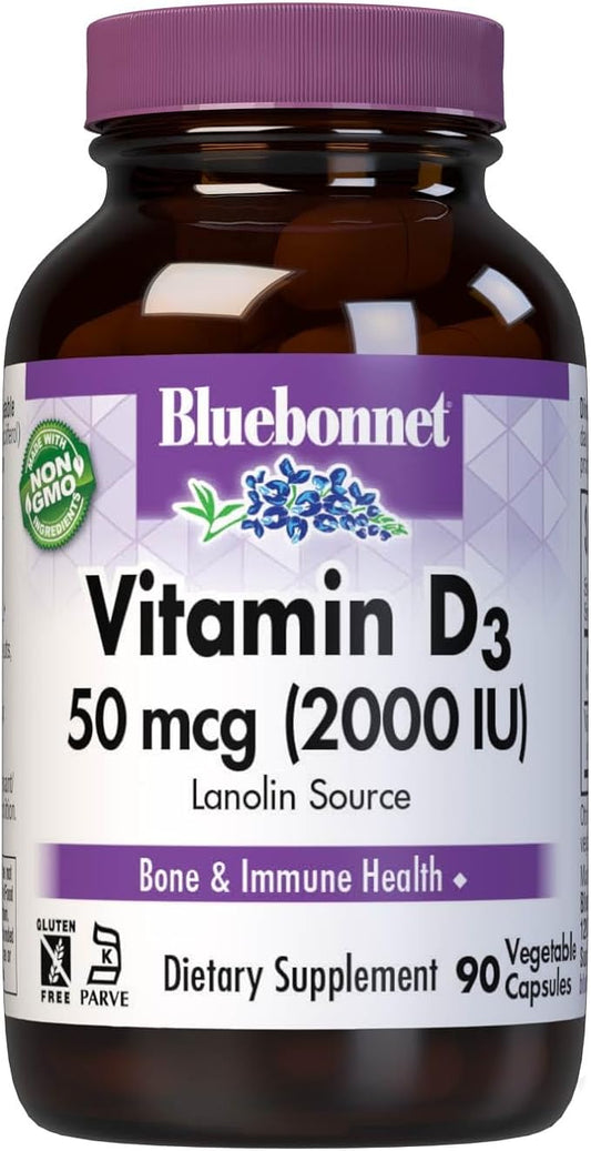 BlueBonnet Vitamin D3 2000 IU Vegetable Capsules, 90 Count