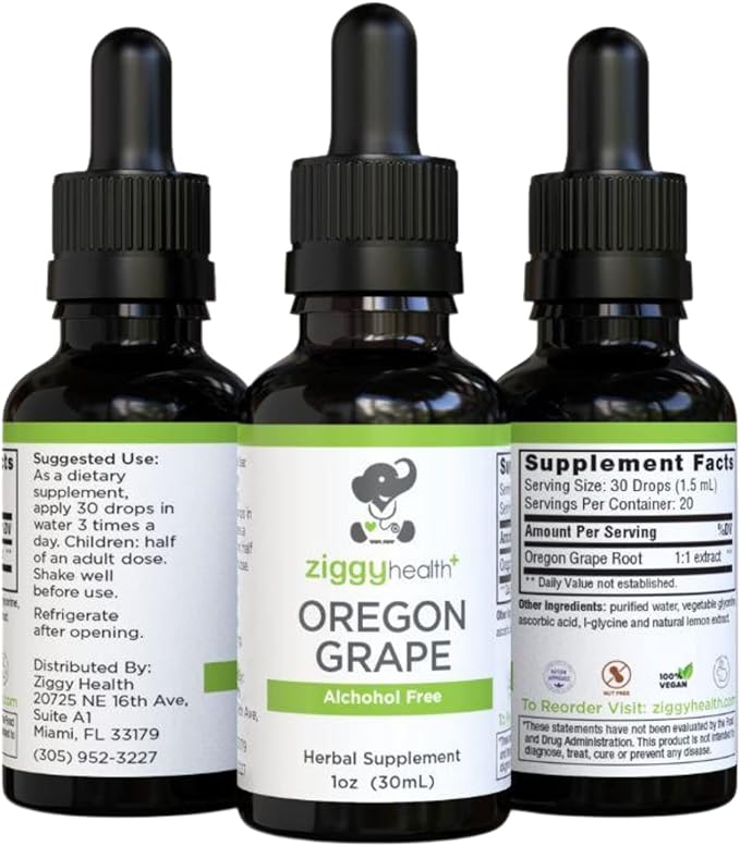 Premium Organic Oregon Grape Root Tincture - Alcohol-Free Extract, 1oz | Herbal Support | Ziggy Health