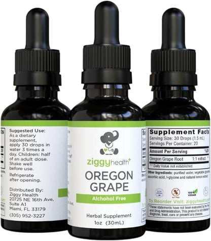 Premium Organic Oregon Grape Root Tincture - Alcohol-Free Extract, 1oz | Herbal Support | Ziggy Health