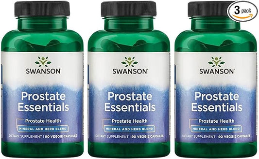 Swanson Prostate Essentials - Mineral and Herbal Supplement Promoting Prostate Health Support - Zinc andSaw Palmetto Formula Aiding Urinary Tract Flow and Bladder Control -(90 Veggie Capsules) 3 Pack