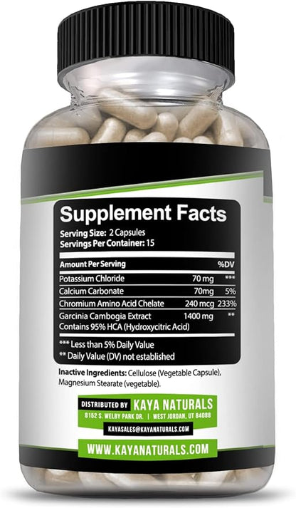 Kaya Naturals Garcinia Cambogia – Weight Loss Pills – Diet Supplement – Appetite Control – Women and Men - 30 Count