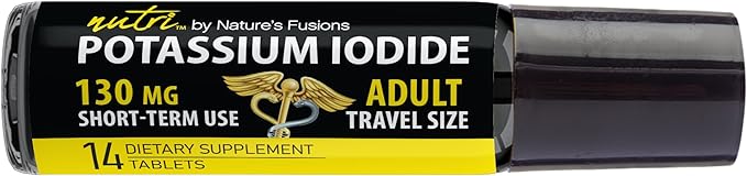 Nutri Potassium Iodide Tablets 130 mg - Travel Size 14 Tablets Potassium Iodide Pills - Potassium Iodine Tablets 130 mg - YODO Naciente Ki Pills (14 Tablets)