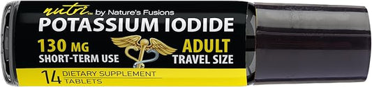 Nutri Potassium Iodide Tablets 130 mg - Travel Size 14 Tablets Potassium Iodide Pills - Potassium Iodine Tablets 130 mg - YODO Naciente Ki Pills (14 Tablets)