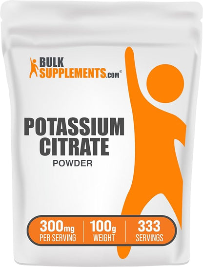 BulkSupplements.com Potassium Citrate Powder - Potassium Citrate Supplement, Potassium Powder, Potassium 99mg - Gluten Free, 300mg per Serving, 100g (3.5 oz) (Pack of 1)