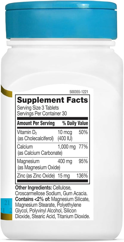 21st Century Cal Mag Zinc +D Tablets, 90 Count