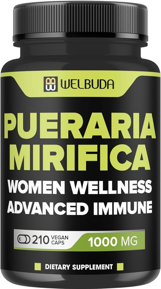 1000mg Pueraria Mirifica Capsules with Maca Root, Tongkat Ali Root, Elderberry, Echinacea & More - Support Women's Wellness Naturally, Immune System & Energy Production - 210 Pills for 105 Servings