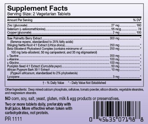 Prostate Supplement with Saw Palmetto Extract, Pygeum Extract, Beta Sitosterol Complex, Nettles, Pumpkin Seed, Lycopene and More. Prostate Health Support Economical Two Month Supply 120 Tablets.