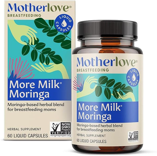 Motherlove More Milk Moringa (60 Liquid caps) Moringa-Based Lactation Supplement to Support Breast Milk Supply—Non-GMO, Organic Herbs, Vegan, Kosher