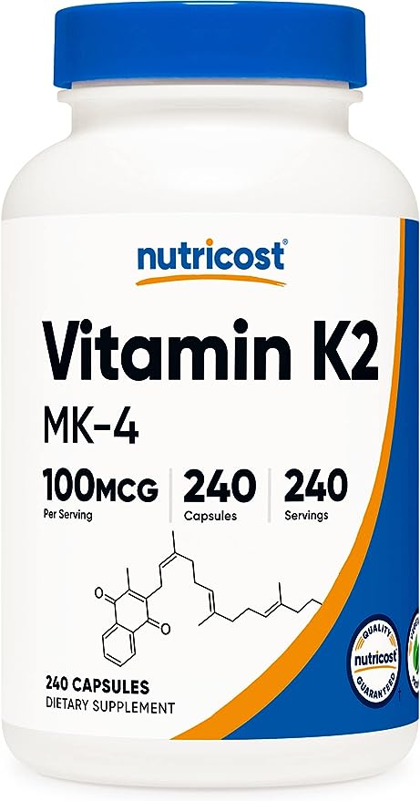 Nutricost Vitamin K2 (MK4) 240 Capsules (100mcg) - Gluten Free and Non-GMO