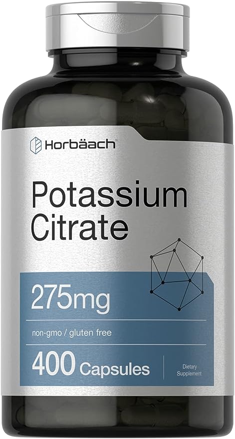 Horbäach Potassium Citrate Supplement 275 mg | 400 Capsules | Non-GMO, Gluten Free