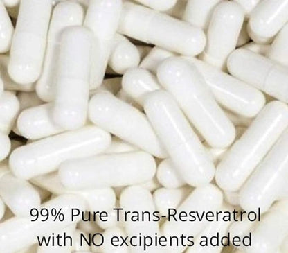 Mega Resveratrol, Pharmaceutical Grade, 99% Pure, Micronized Trans-Resveratrol, 120 Capsules, 250 mg per Capsule. Purity Certified. Absolutely no Toxic Inactive Ingredients Added.