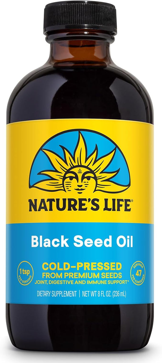 Nature’s Life Black Seed Oil, Cold-Pressed Black Cumin Seed Oil - Joint, Digestive Health, and Immune Support - Lab Verified, 60-Day Money-Back Guarantee - 47 Servings, 8 Fl. Oz.