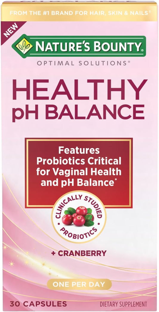 Nature's Bounty Optimal Solutions Healthy pH Balance, Probiotics for Vaginal Health and pH Balance, 30 Capsules