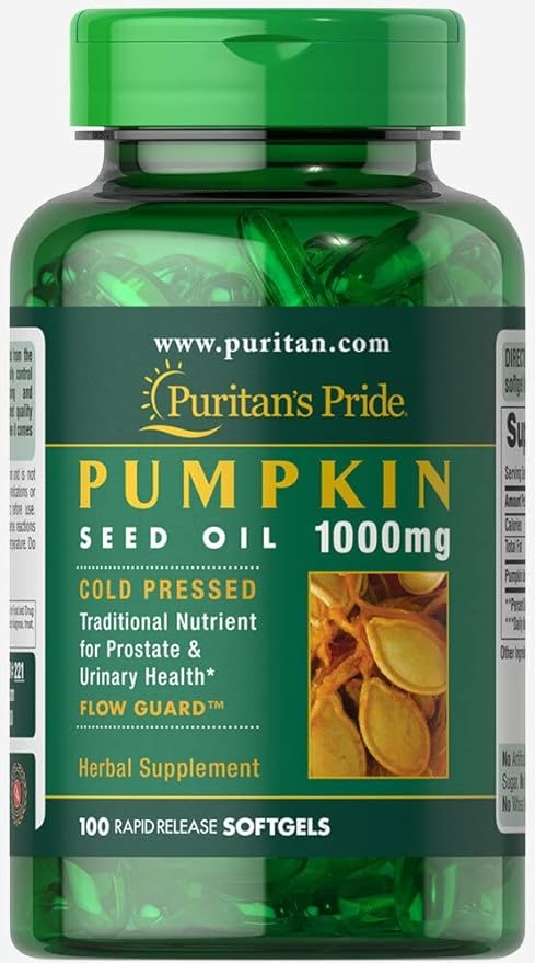 Puritan's Pride Pumpkin Seed Oil, Supports Prostate and Urinary Health White 100 Count (Pack of 1)