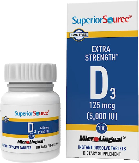 Superior Source Extra Strength Vitamin D3 5,000 IU Tablet, 100 Count (Packaging May Vary)