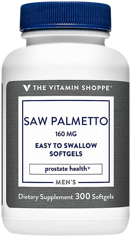 The Vitamin Shoppe Saw Palmetto Extract 160mg, Supplement for Prostate Health - Easy to Swallow Softgels (300 Softgels)