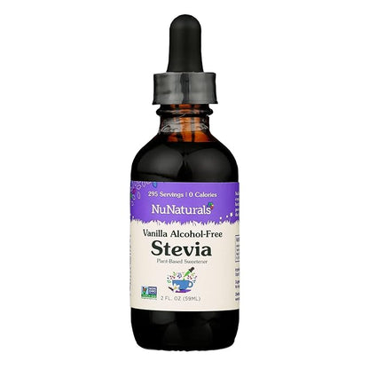 NuNaturals Liquid Stevia, Sugar-Free Sweetener, Plant-Based Sugar Substitute, Zero Calorie, Vanilla, Alcohol Free, 2 oz