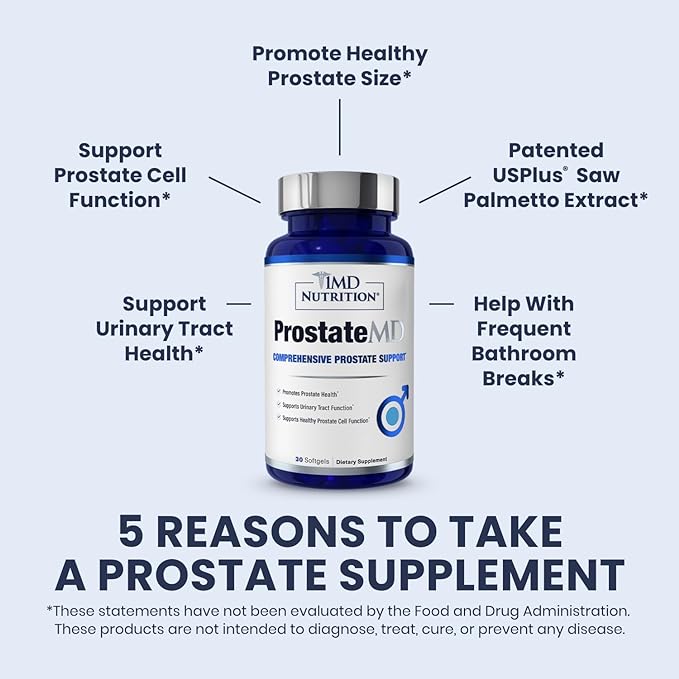 1MD Nutrition ProstateMD Saw Palmetto Prostate Support Supplement - Support for Urinary Tract and Frequent Bathroom Urges | 30 Day Supply