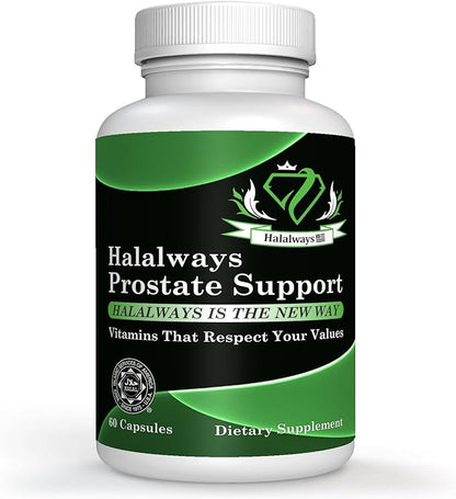 Halalways Prostate Support Certified Halal Supplement for Men's Health Supports Prostate Function and Urinary Control (Saw Palmetto, Plant Sterol Complex, Selenium,Pygeum africanum Bark Powder)