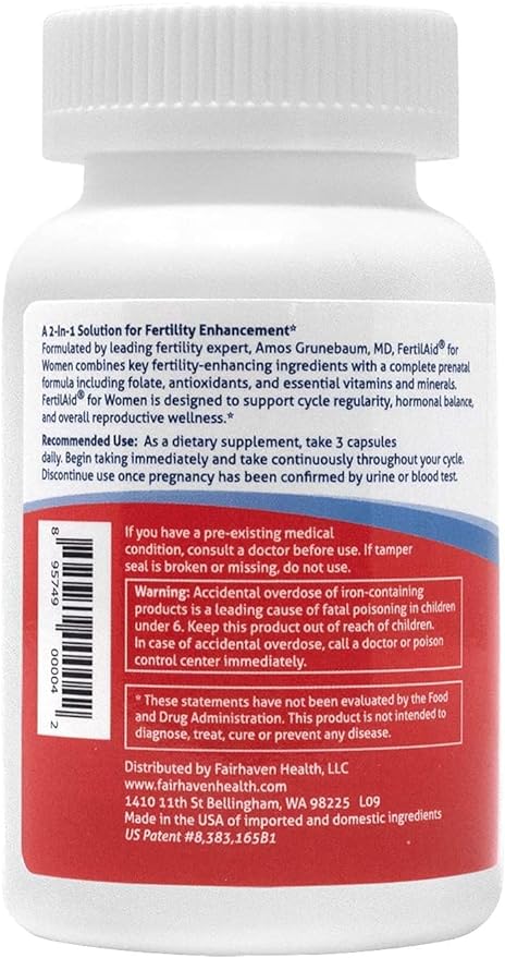 FertilAid for Women, Fertility Supplement for Women & Natural Fertility Vitamin with Vitex, Support Female Cycle Regularity & Ovulation, Comprehensive Prenatal Multivitamin with Folate, 2 Month Supply