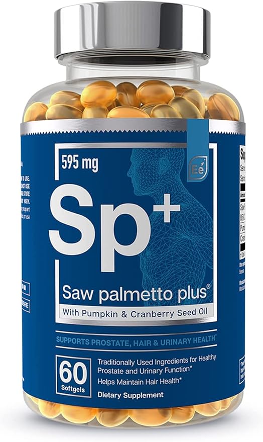 Saw Palmetto Plus - Prostate Health Supplement for Men with Pumpkin and Cranberry Seed Oil | Supports Bladder and Urinary Health by Essential Elements - 60 Softgels