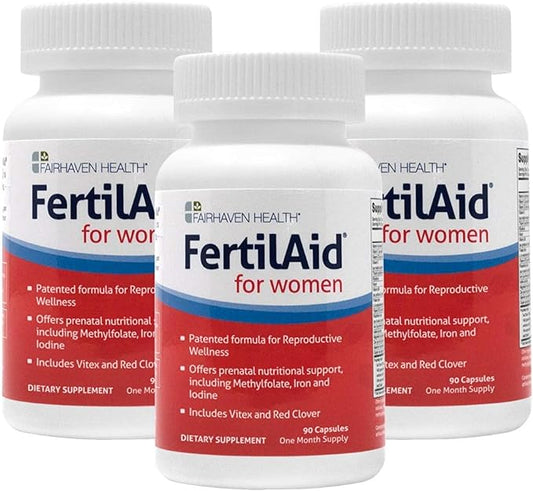 FertilAid for Women, Fertility Supplement for Women & Natural Fertility Vitamin with Vitex, Support Female Cycle Regularity & Ovulation, Comprehensive Prenatal Multivitamin with Folate, 3 Month Supply