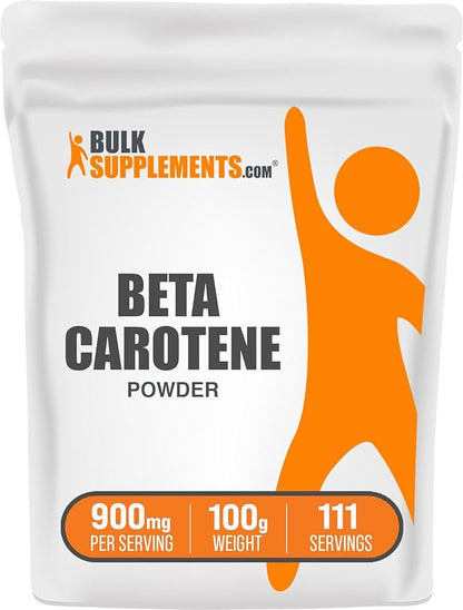 BulkSupplements.com Beta Carotene Powder - Vitamin A Supplements, Beta Carotene Supplements - for Immune & Eye Support, Gluten Free, 900mg per Serving, 100g (3.5 oz) (Pack of 1)