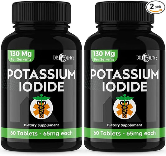 Potassium Iodide Pills Tablets - 2-Pack 130mg Servngs Total of 120 Tablets- Dr Emys Potassium Iodide Tablets