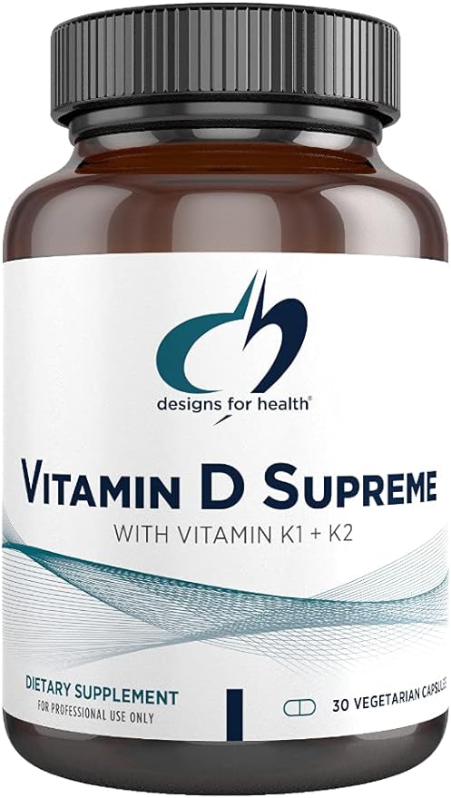 Designs for Health Vitamin D Supreme - Vitamin D 5000 IU with 2000mcg Vitamin K as MK4 for Bone Health, Heart Health & Immune Support - Vitamin D3 Enhanced with GG Supplement (30 Capsules)