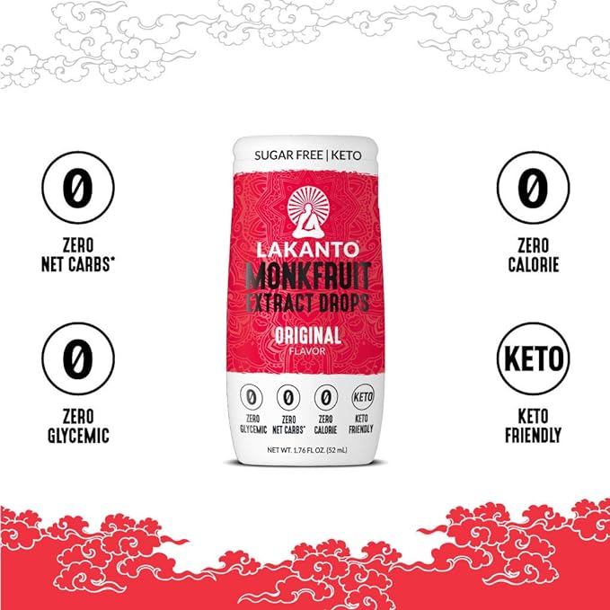 Lakanto Liquid Monkfruit Extract Drops - Zero Calorie, Zero Sugar, Keto Drink Sweetener, Sugar Substitute, On the Go, Tea, Coffee, Water, Smoothies, Other Drinks (Original - 1.76 Fl Oz - Pack of 2)