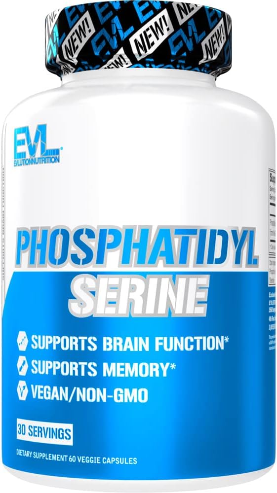 PhosphatidylSerine Nootropics Brain Support Supplement - Advanced Anti Aging Brain Supplement for Memory and Focus with Phosphatidylserine 300mg - EVL Vegan Non-GMO Brain Health Supplement for Adults