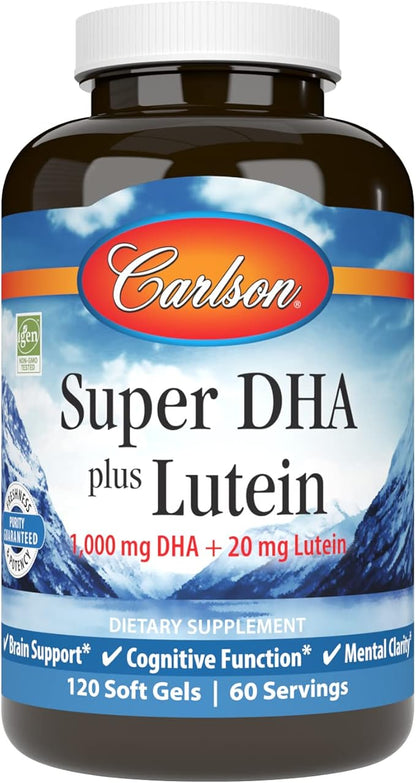 Carlson - Super DHA Plus Lutein, 1000 mg DHA + 20 mg Lutein, 120 Softgels