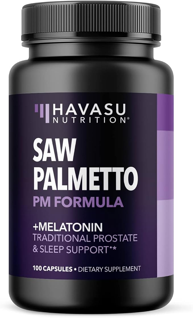 Saw Palmetto with Melatonin for Sleep & Prostate Supplement | Saw Palmetto Powder and Extract Ratio with Chamomile | Reduce Urinary Frequency for Men and Support Bladder in PM | Over 3 Month Supply