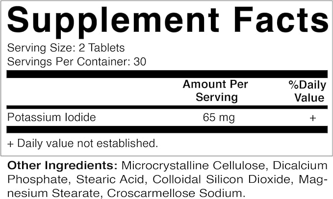 Vitamatic Potassium Iodide 65 mg per Serving - 60 Tablets - Thyroid Support - KI Pills (60 Count (Pack of 2))