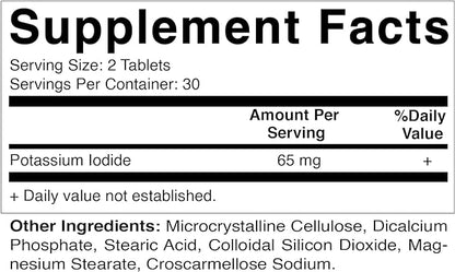 Vitamatic Potassium Iodide 65 mg per Serving - 60 Tablets - Thyroid Support - KI Pills (60 Count (Pack of 1))