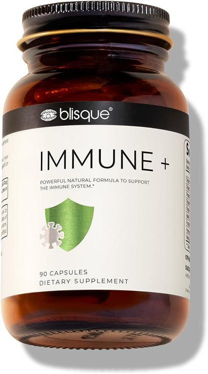 Blisque – Natural Immune Support Supplement for Immune Defense, Boost, and Aid | Doctor-Approved | with Astragalus, Echinacea, and Garlic | 90 Capsules | Vegan and Non-GMO