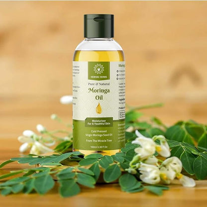 Moringa Oil Premium Grade Cold-Pressed Moringa Oil 100ml for skin face| Made With Organic Moringa Seeds (3.38oz)