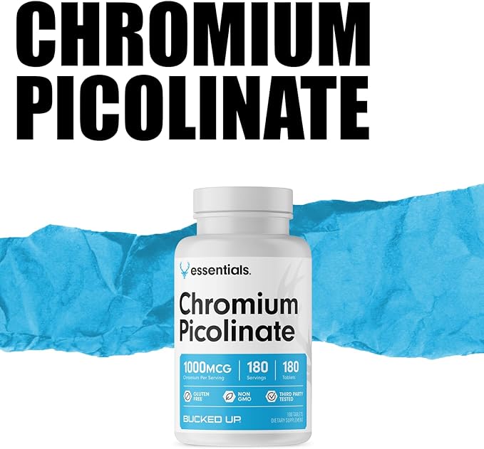 Bucked Up Chromium Picolinate 1000mcg Per Serving, Bucked Up Essentials (180 Servings, 180 Tablets)