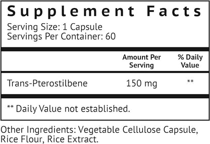 VitaMonk Pterostilbene 150mg Capsules No Artificial Fillers - Soy Free Trans-Pterostilbene Supplement which Promotes Healthy Aging and Longevity - 60 Veggie-Caps - Improved Resveratrol