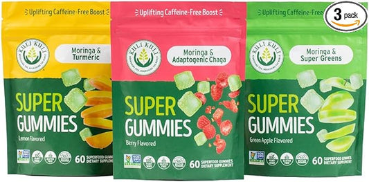 Kuli Kuli Super Energy Gummies - Energy Supplements with Moringa, Caffeine-Free Natural Energy Booster - 60 Non-GMO, Gluten-Free Moringa Gummies - Variety Pack