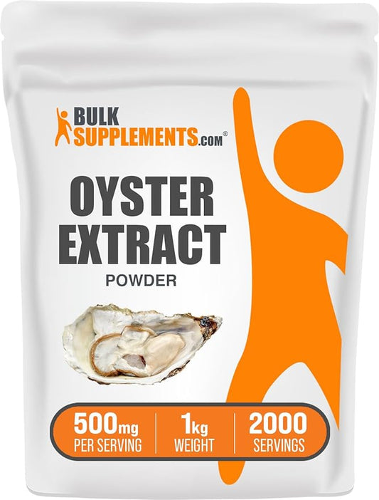 BulkSupplements.com Oyster Extract Powder - Oyster Supplement, from Whole Oyster Shells, Oyster Powder - Gluten Free, 500mg per Serving, 1kg (2.2 lbs) (Pack of 1)