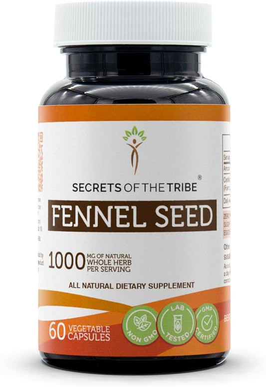 Secrets of the Tribe Fennel Seed 60 Capsules, 1000 mg, Fennel Seed (Foeniculum vulgare) Dried Seed (60 Capsules)