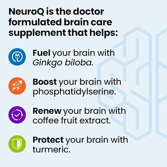 NeuroQ Memory & Focus - Boosts Cognitive Performance & Brain Function - Neuroprotective Formula by Dr. Dale Bredesen - Gotu Kola Ginkgo Phosphatidylserine & Propolis - 60 Capsules (Pack of 3)