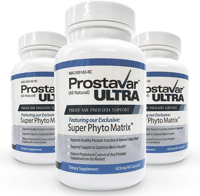 3 Bottle New Improve From Maker of Original Prostavar Ultra Prostate Support 600mg 90% Beta-Sitosterol & 320mg Saw Palmetto + Grape Seed Extract