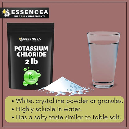 Potassium Chloride 2lb by Essencea Pure Bulk Ingredients | Used as Potassium Supplement | Pure Potassium Chloride Powder (32 Ounces)