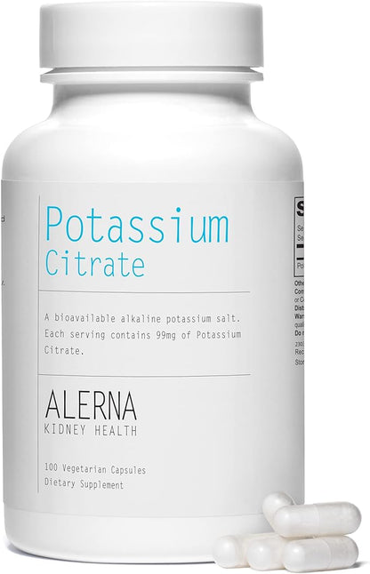 Potassium Citrate 99 mg - Supports Electrolyte Balance and Normal pH - Essential Mineral - 100 Vegetarian Capsules