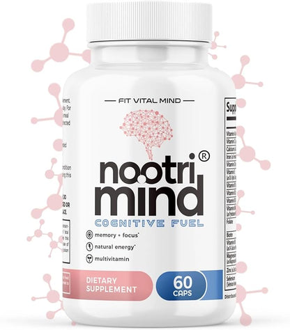 Nootropics Brain Boost Supplement - Focus and Memory Supplement for Brain Health with Vitamins DMAE, Bacopa, Phosphatidylserine - Brain Focus and Performance Blend Cognitive Enhancement, 60 Capsules