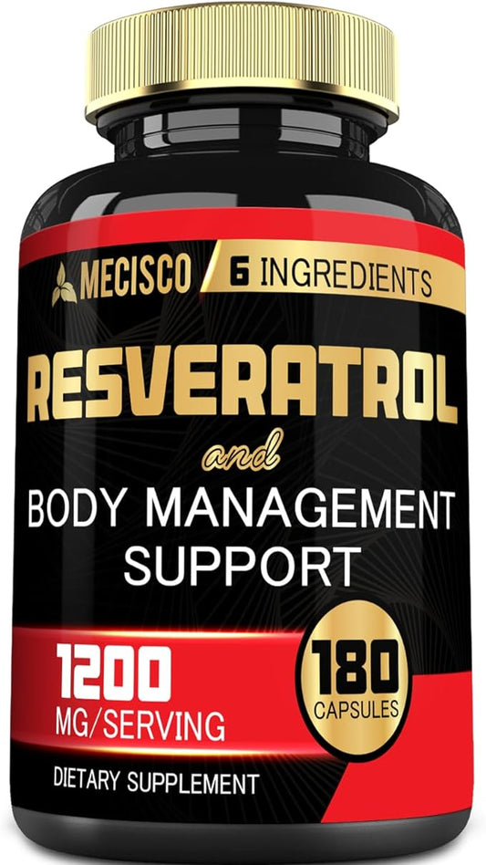 6in1 Trans Resveratrol Supplement with Grape Seed, Milk Thistle, and More - Resveratrol 1000mg Organic Supports for Immune System, Heart Health, Body Management & Joint Health - 180 Capsules