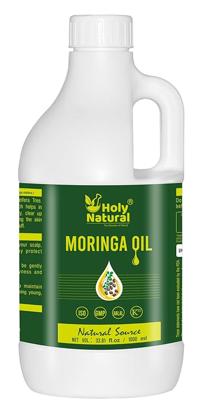 Holy Natural's Moringa Oil (33.81 fl oz/ 1000ml) | Pure & Natural, Cold Pressed Virgin, Good For Skin, Hair and Body